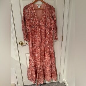 Floral Long Sleeve Dress in Pink/Orange